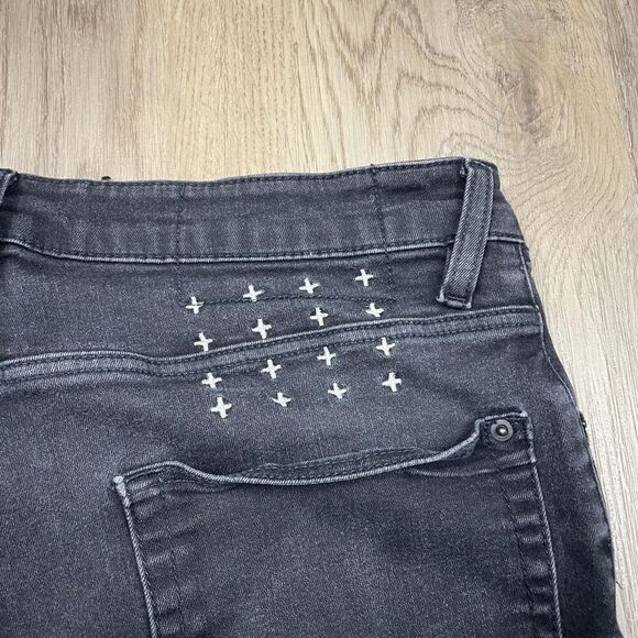 Ksubi Jeans Mens 34 Black Skinny Stretch Denim Cross Embroidery Australia Urban - Picture 8 of 11